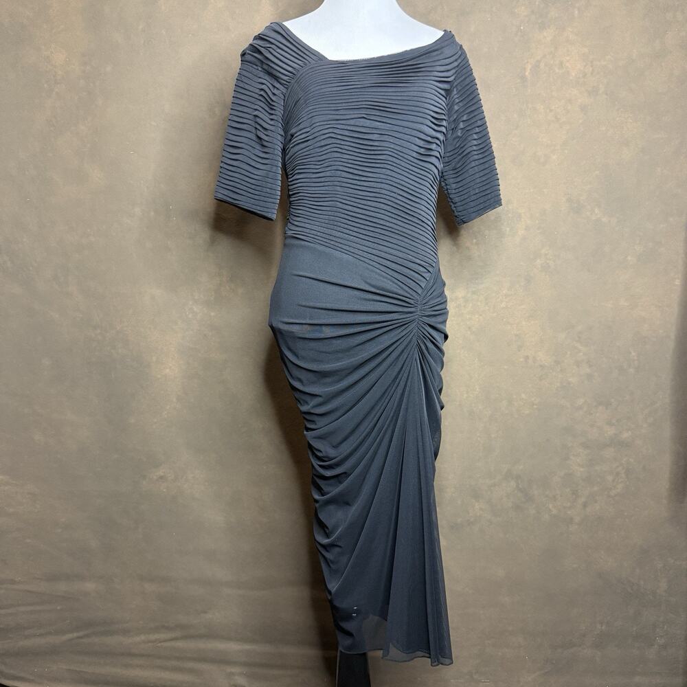 Tadashi Shoji Black Dorsey Draped Cocktail Dress Size S Elegant Evening
